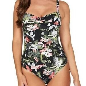 Nip Tuck Swim One Piece Floral Tummy Control Swimsuit US 10 Summer Vacation